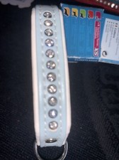 collare in pelle  Celeste Con Swarovski per cane Tg Piccola