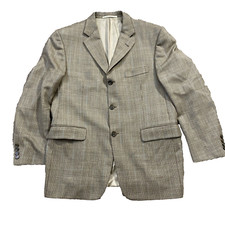 Burberry USA Kensington Brown 100 Wool Plaid Check Blazer Sport Jacket 40S READ