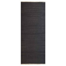 Eco-Friendly Hand Woven Flat Weave Kilim Wool Area Rug Solid Charcoal BBD00111