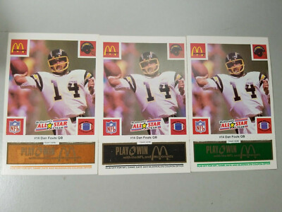 1986 McDonald's Play & Win All-Star Team Orange, Green, Black Tab Dan Fouts