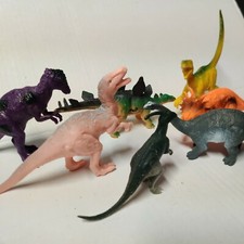 SET of 7 Plastic 4"-6" Dinosaurs Figures - Triceratops Brontosaurus Raptor T-Rex