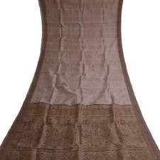 Vintage Tan Sarees 100 Pure Silk Hand Woven South Indian Sari 5YD Craft Fabric