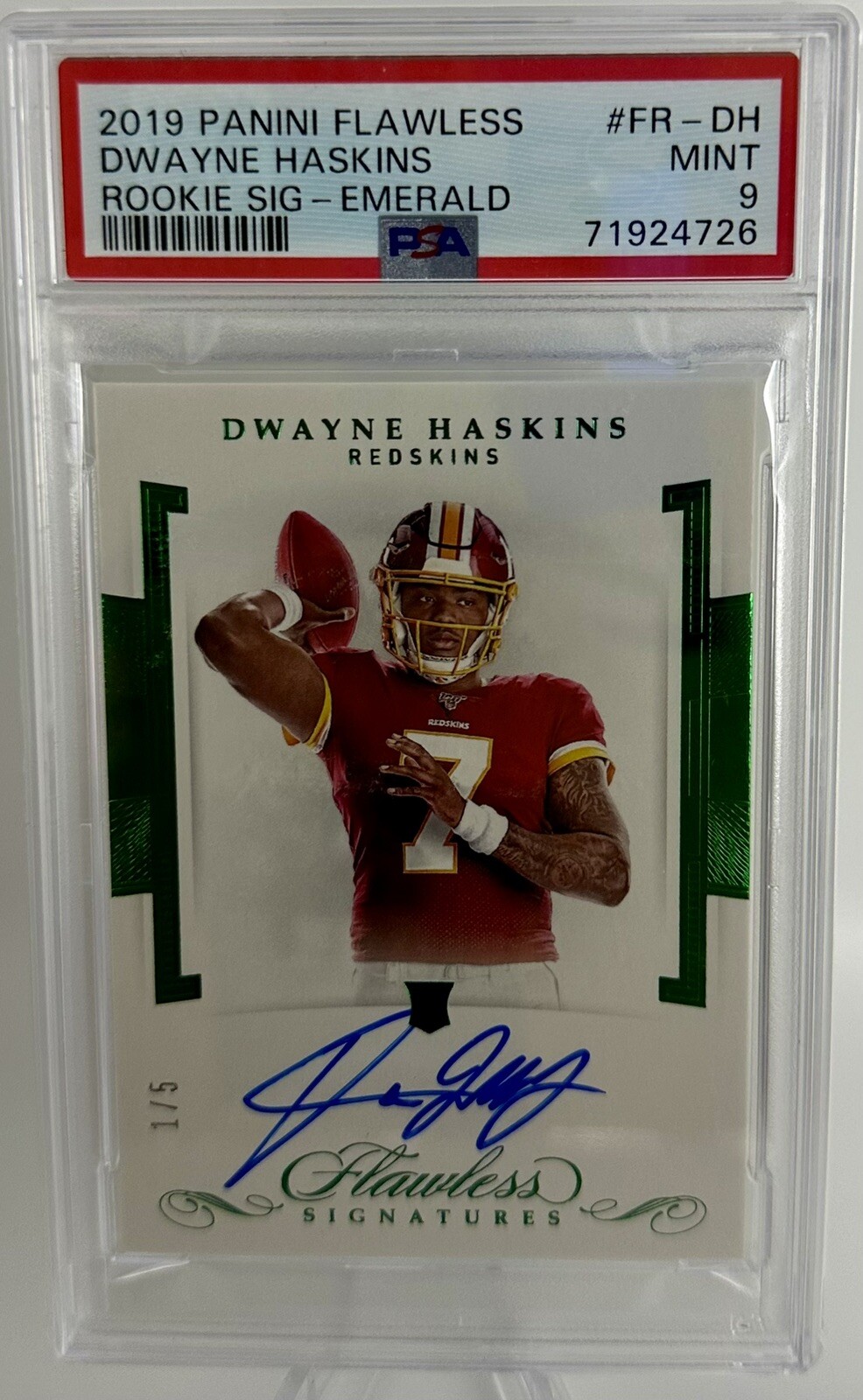 Dwayne Haskins Panini Flawless Rookie Signatures #FRDH Emerald