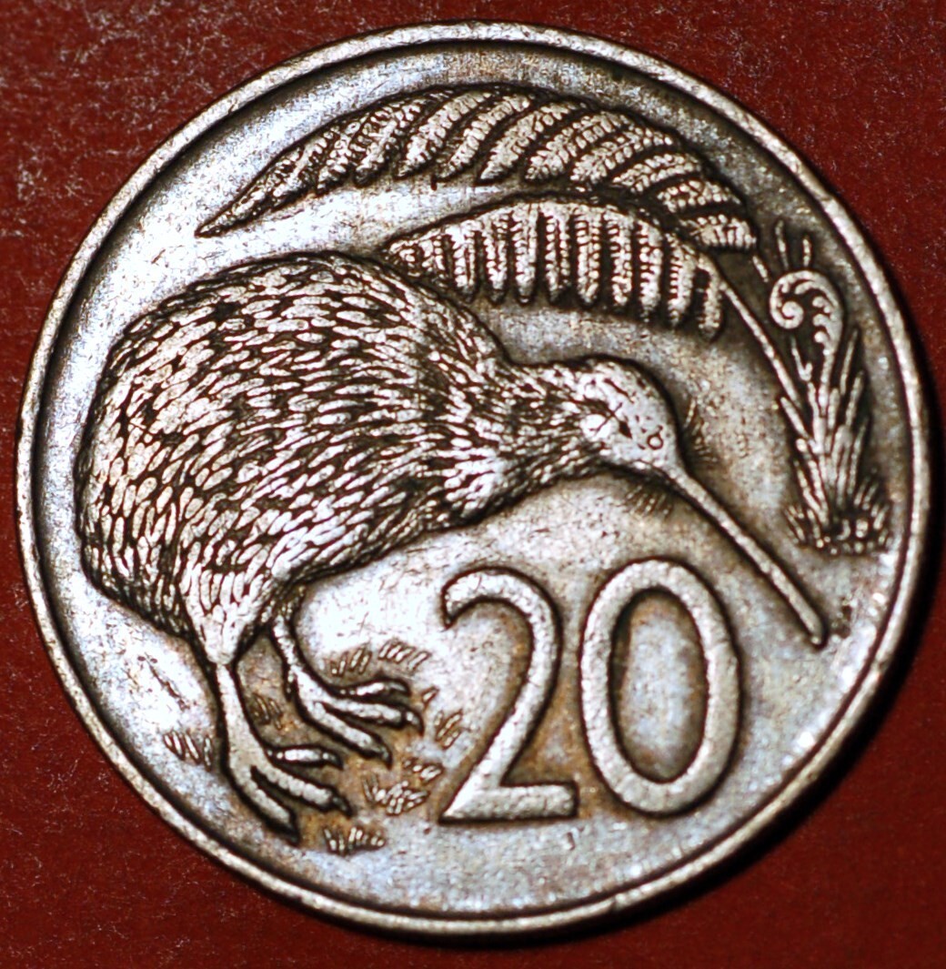 New Zealand 20 Cents 1967 Elizabeth II 2nd portrait Kiwi KM# 36 | eBay