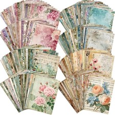 160 Sheets Vintage Flower Scrapbook Paper Junk Journal Supplies Decoupage