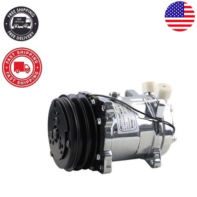 Universal Chrome A/C Compressor 12V SD 508 5H14 - 2 HP with Electroplated Finish