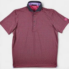 Greyson Polo Shirt Mens Large Pink Black Geometric Print Performance Golf Peru