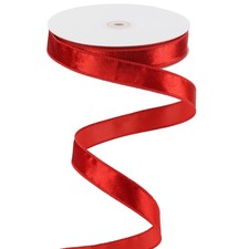 Red Velvet Ribbon 1 Inch x 25 Yards Crushed Wired Christmas Tree Wreaths