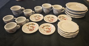 Hello Kitty Vintage Ceramic Miniature Tea Set Cups & Plates 