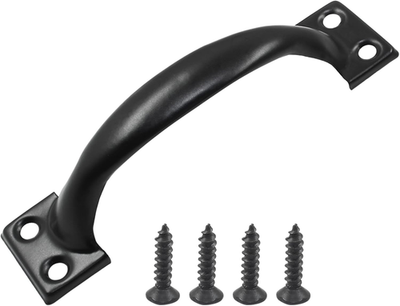 #ad 4 Pcs Black Pull Handles Vintage Style Barn Door Handles Metal Gate Pull Handle $8.29