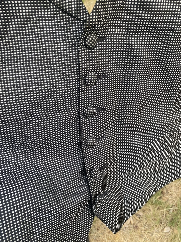 Chaps Ralph Lauren Tuxedo Tux Open Back Vest Black Green Geometric One Size - Image 3 of 4