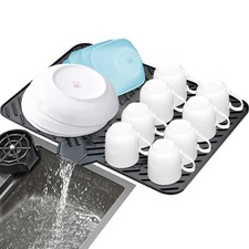Silicone Dish Drying Mat with Built-in Drain Lip - Hygienic Drying Pad - Stur...