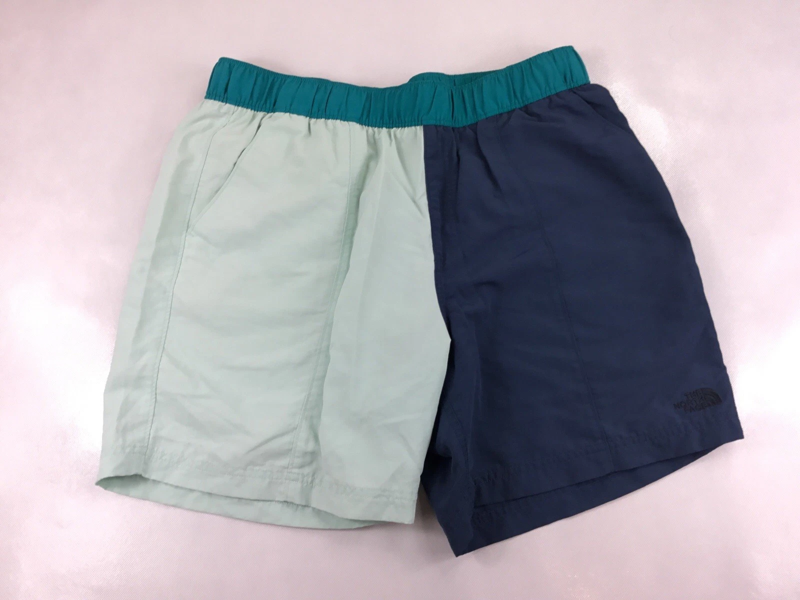 The North Face Mens L Blue Green Colorblock Hiking Swim Shorts