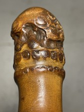 VINTAGE ROOT HAND CARVED BAMBOO BURL ART WOOD TREE KNOT Skull WALKING STICK Cane