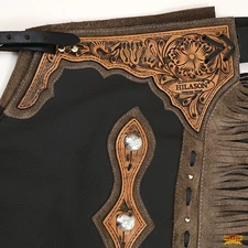 HILASON Bull Riding Chinks Adult Pro Rodeo Bronc Genuine Leather | Handmade
