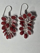 Neu 925 Sterling Silber Hängeohrringe Edelstein 100% echte Karnol