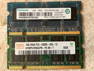 Gently Used Hynix-Ramaxel DDR2 PC2-5300S-555 2GB Notebook Ram Kit