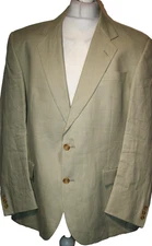 DAKS London Mens 2pc Linen Suit Jacket + Trousers -UK 44S / W38 L32- Beige Set