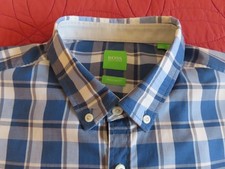 Terrific Hugo Boss Men's Sz XL Blue Plaid Button Up Short Sleeve Shirt