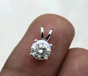 Authentic 1.00CT Round Cut Simulated Diamond Women's Only Pendant 14K White Gold Plated