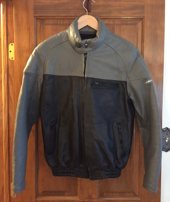 Echtes Leder Hestro Men's Genuine Leather Gray & Black Motorcycle Jacket, Small
