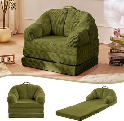 Folding Sofa Bed 3-in-1 Convertible Floor Lounger Sleeper Chair Corduroy