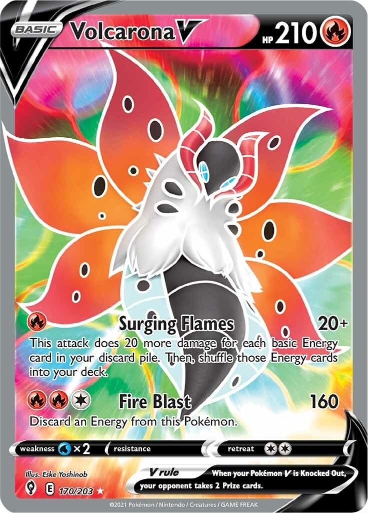 Volcarona V (Full Art) 170/203 SWSH07: Evolving Skies Holofoil