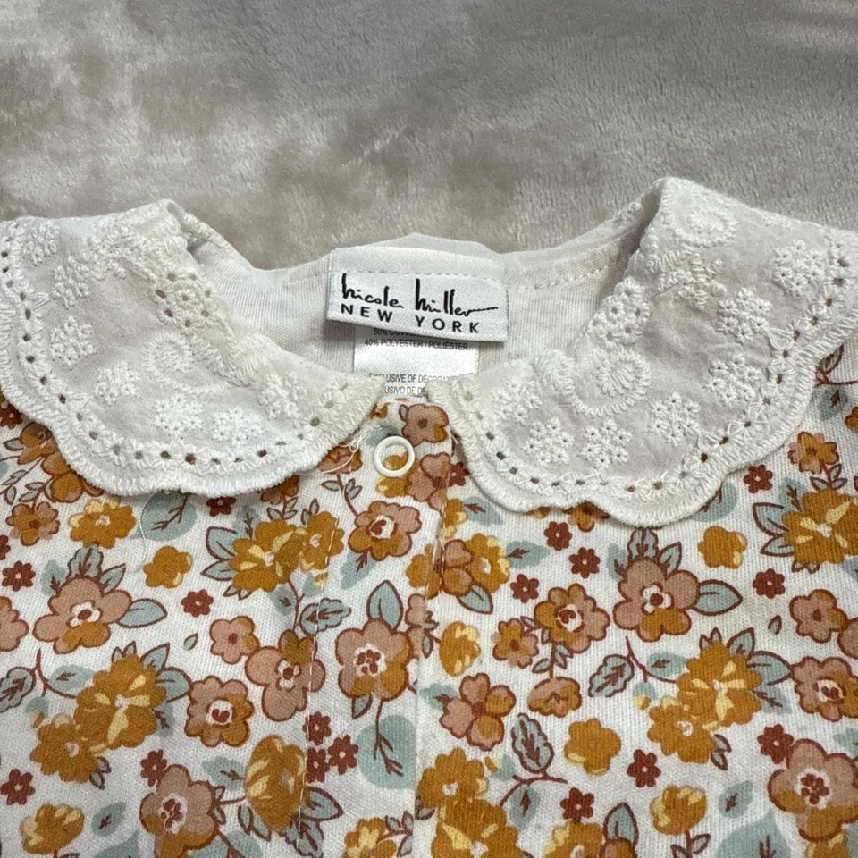 Nicole Miller Bebé Niñas Una Pieza Estampado Floral Largo Aleeve Talla 6-9 Meses Foto 2 de 4