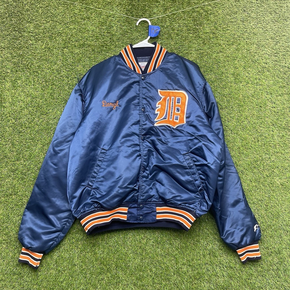 Vintage Detroit Tigers Satin Starter Jacket Mens XL MLB Snap Close