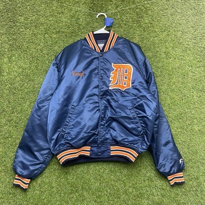 Vintage Detroit Tigers Satin Starter Jacket Mens XL MLB Snap Close