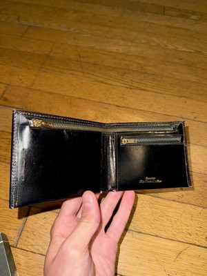 Vintage Black Leather Wallet Classic Bifold Minimalist Genuine Leather