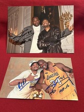 x2 Shaquille O'Neal signed 4x6 & 5x7 Photographs with Kobe Bryant 
