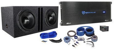 2 Sundown Audio SA-12 V.3 D4 12'' 1500w RMS Subwoofers+Vented Box+Amplifier+Wires