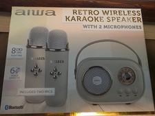Aiwa Retro Wireless Karaoke Speaker 2 Microphones NEW