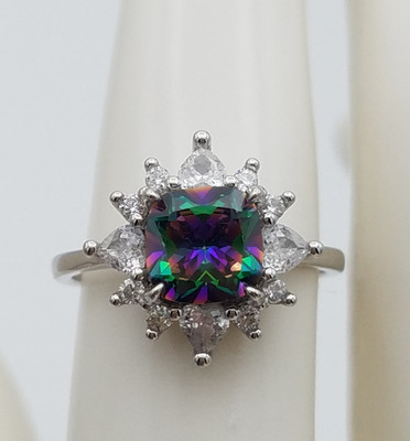 Ryze Party Ring Mystic & White CZ Shining Star Sterlingsilber 925 Größe 6,75