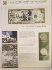 New England Mint National Parks Hot Springs $2 Bill & Quarter Collection