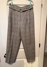 Topshop Womens Cotton Blend Plaid High-Rise Tapered Pants Gray Size 8 — photo 1