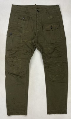 Dsquared2 Cargo Pants Men Slim 48 IT 32 US Green Disstressed
