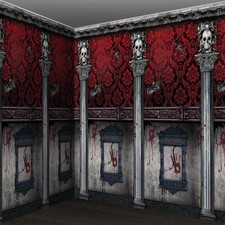 6Pcs Halloween Haunted House Scene Setter Backdrop Decorations, 54 108 Inch