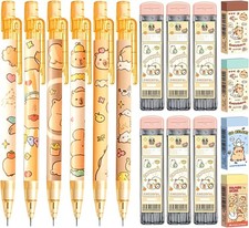 Kawaii Cartoon Stationery, 6Pcs 0.5mm Capybara Mechanical Pencils Set