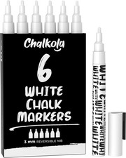 Chalkola White Chalk Pens - White Dry Erase Liquid Chalk Pens for Chalkboard