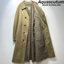 Vintage AQUASCUTUM Check pattern design soutien collar coat
