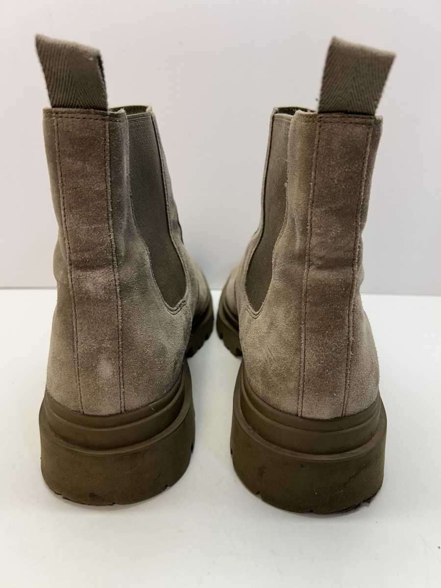 Vince Dave Suede Chelsea Boots Mens 10 Taupe Lug Sole Pull On Ankle Boots View 5