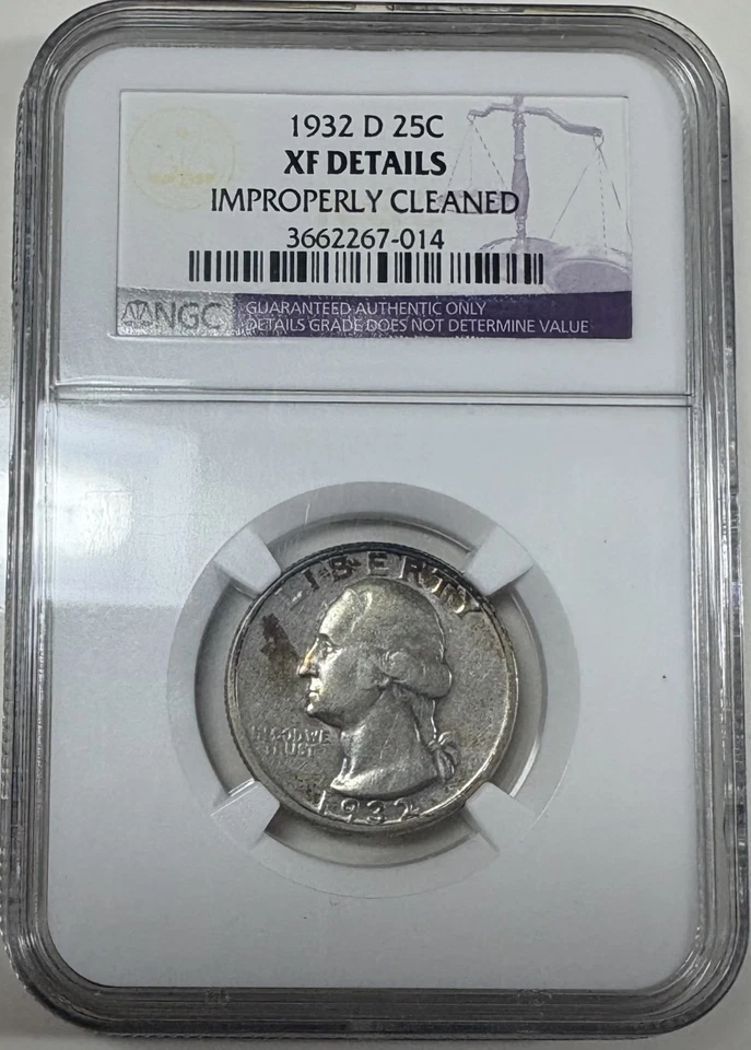 1932 D Washington Silver Quarter NGC XF Details Key Date Toned - Image 3 of 4