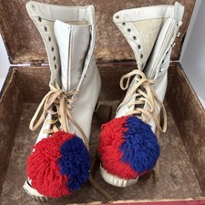 White Leather Chicago roller skates Hyde M.A.R.S.I. Original Case 6-1/2 Vintage
