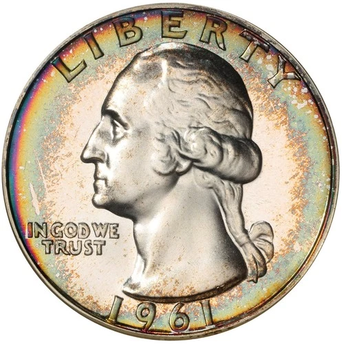 1961 Toned Washington Quarter Proof ANACS PF 67 PR See Video Soapbox Holder Coin