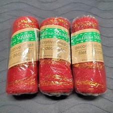 Red Gold Sparkle Deco Mesh Lot 3 Rolls 6"x5yd Crafter's Square Wreath Craft NEW