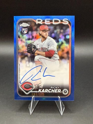 #ad 2024 Topps Chrome #RA RK Ricky Karcher Chrome Autographs Blue 150 Reds ST4 $4.99