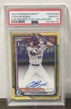 2024 Bowman Draft Chrome Carson Benge Yellow Refractor Auto /75 PSA 10 #CPA-CBG