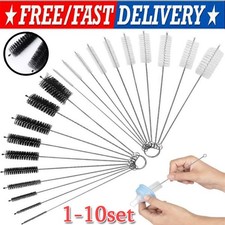 1-10 US Nylon Straw Brush Cleaner Bottle Tube Pipe Small Long Cleaning 10Pcs Set